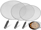 Stainless Steel Splatter Screens Set, Mesh Oil Grease Guards with TPR Handles for Frying Pans, 9.8 V1189-LC-RY-00094