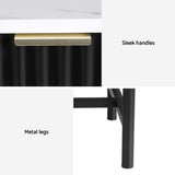 Artiss Bedside Table 2 Drawers - Black FUR-S-BS-03-WHBK