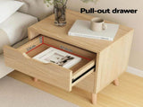 Artiss Double Bed Frame with Storage and Bedside Table Set Tufted Linen Gas Lift Bed Base and BFRAME-SET-VILA-SCAN-BS01