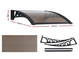 Instahut Window Awning Drainage 0.6mx0.6m Outdoor Brown AWN-DR-06X06-BR