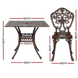 Gardeon Outdoor Dining Set 5 Piece Chairs Table Cast Aluminum Patio Brown FF-DINING-CALU-BR-AB