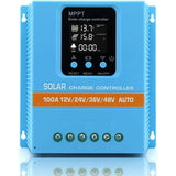 100A MPPT Solar Charge Controller with LCD Display and Dual USB Ports in Blue V178-59152