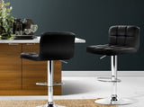 Artiss 2x Bar Stools Leather Gas Lift Black BA-TW-NEW1055-BKX2