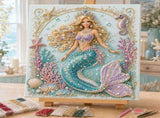 Pearl Art Kits Decor, Mermaid Princess DIY Diamond Art Kit, 11.8 x 15.7 Inch Pearl Art Craft for V1192-AZ-W-34217