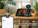 Digital Clock Alarm WiFi Clock, Extra Large Letters, Temperature & Humidity, Calendar, Week,B V1192-AZ-W-18606