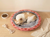 Round Pet Bed for Small Dogs and Cats, Soft Plush Calming Cat Bed with Strawberry Pattern, Cozy V888-ELOSUNG54596