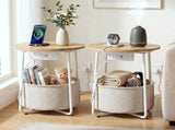 Artiss Set of 2 Round Coffee Table Bedside Side End Table Charging Station Storage Basket FUR-V-COF-03-BGX2