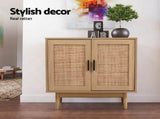 Artiss 2x Buffet Sideboard Cabinet Rattan Cupboard 2 Doors Storage Pantry BRIONY FURNI-E-RAT-SID90-WDX2