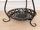 Wrought Iron Plant Pot Shelf with Vase Shape Design, Black, 800mm Height, Indoor and Outdoor Garden V1370-AZ4-11605