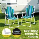 Gardeon Outdoor Chairs Folding Camping Chair Steel Portable Patio Furniture ODF-BEACH-FC39-BL-2X