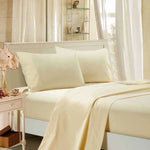 1000TC Ultra Soft King Single Size Bed Yellow Cream Flat & Fitted Sheet Set V493-AKSS-09