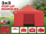 Wallaroo 3x3 PopUp Red Gazebo Marquee Outdoor Tent GAZ-POP-3X3-RD