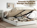 Artiss Queen Bed Frame with Gaslift Storage USB Type-C Charging Ports Velvet Upholstery White BFRAME-G-RITA-Q-WH-ABC