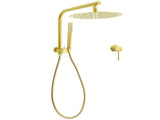 Brushed Gold Round Large 12" Rain Shower Head Stainless Steel Spray Handheld Wall Small Face Mixer V1233-A703GSS019CBGKSR112GKRD201G60