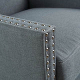 Cecilia Classic Studded Light Grey Wingback Club Armchair V1041-JSF-5061LIGHTGREY