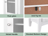 Artiss 2X Bathroom Storage Cabinet 160cm Tall Slim Floor Cupboard Toilet Glass Door White FURNI-C-BATH-TB02-WHX2