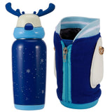 Portable Cute Stainless Steel Thermal Insulation Water Bottle with Straw for Children 500mlBlue V1294-YM0901-3117200122912