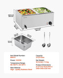 Commercial Food Warmer, 2-Pan Electric Steam Table, 1200W Professional Countertop Stainless Steel V952-SYSPBWQPTK21AMZ4ZV3