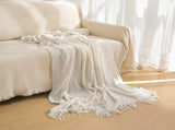 Orange Premium Woven Knitted Throw Blanket with Tassels Soft, Cozy Sofa & Bed Blanket, Perfect for V888-ELOSUNG20354