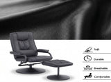 Artiss Recliner with Ottoman 360-Degree Swivel Recliner Chair and Ottoman Set PU Leather Black RECLINER-A26-PU-BK