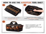 Heavy-Duty 17-Inch Tool Bag with 46 Pockets, Waterproof Base & Shoulder Strap V888-ELOSUNG37057