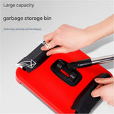 Red Manual Carpet Sweeper with Triple Roller Brushes - Non-Electric Push Broom for Pet Hair, V888-ELOSUNG53538
