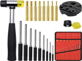 Pin Punch Set, 22pcs Removing Repair Tools, Including Universal Block, Brass Pin, Steel Pin V1258-DP02-C-285