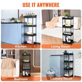 VEVOR 4-Tier Kitchen Rolling Cart Basket Utility Cart on Wheel with Handle Black V952-DGNTCHS4CLKSH4R74V0