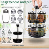 CARLA HOME Rotating Spice Rack Organizer with 16 Glass Jars for Kitchen Seasoning and Herb Storage V178-36163