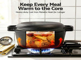 5-Star Chef 5L 2-In-1 Pre-Seasoned Cast Iron Dutch Oven Pot with Lid and Dual Handles for Sourdough DTO-POT-2IN1-BK