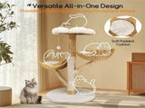 Extra Large Black Cat Tree Tower with Real Wood and Wicker Basket, 60x111cm V178-59365