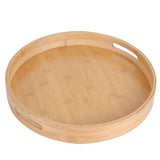 Round Bamboo Food Serving Tray Tea Cup Holder for Steak Bread Cake Pizza Tableware V1294-YM0901-3117200066911