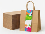 96x Kraft Paper Gift Bags Shopping Carry Craft Brown Bag w/ Handles Bulk V563-KB2216-4-1BOX