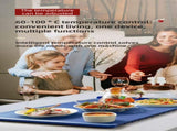 Blue 65x38CM Roll-Up Food Warming Silicone Mat with Precise Temprature Control & 240W High Power V888-ELOSUNG45590