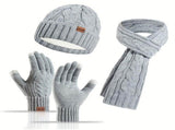 Unisex Winter Accessory Set Beanie Scarf Gloves Winter Fashion Warm Accessories - Yellow - Size L V1347-939-60058-YEL-L
