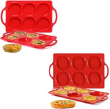 Silicone Muffin Top Pan & Metal Frame Round Egg Baking Pan V1258-DP02-C-30