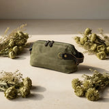 Vintage Waxed Canvas & Cowhide Cylinder Bag, Dopp Kit with Dual Zippers, Commute Travel V1232-NSSZB-002