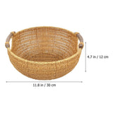 Rustic Woven Storage Basket Light Yellow Wooden Handles Kitchen Bathroom V1192-AZ-W-25283