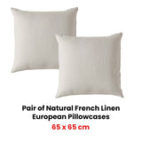 Vintage Design Homewares Pair of Natural French Linen European Pillowcases V442-HIN-PILLOWC-FRENCHLINEN-NATURAL-EU