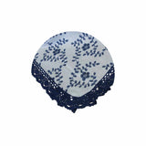 Floral Printed Premium 60% Cotton 40% Linen Table Cloth with Navy Lace Edging 140 x 220 cm / 6 V442-LYL-TABLEC-FLORALNAVYLACE220-NAVY-RE