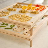 Set of 2 Stackable Wood Pasta Herb Drying Rack, Food Dryer Stand with Net for Drying Seeds, Herb, V1192-AZ-W-12085