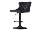 Artiss 1x Velvet Bar Stool Adjustable Height Nailhead Trim Kitchen Counter Stool BA-K-1105-BK