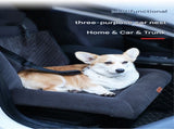 Navy blue Plush Dog Car Booster Seat - 2-in-1 Travel Bed for Small Dogs with Washable Cover V888-ELOSUNG34332