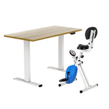 Artiss Under Desk Folding X-Bike with 140cm Automatic Standing Desk Magnetic Resistance Oak SDEB-114G-WHNT-140-DB02