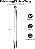 600F Heat Resistant 16in Silicone Cooking Tongs with Non Stick Rubber Tips and 12" Kitchen V1258-DP02-C-382