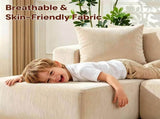 Couch Modular Sectional 3 Seater Sofa L-Shaped Khaki81" Boneless Sofa Bed, Deep Seat and Side V1337-LS-BK02-K