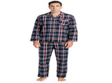 Mens Flannelette Pyjama Set Sleepwear Soft 100% Cotton PJs Two Piece - Navy/Red Check - S V563-JSPJ4-90-S