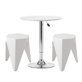 Artiss Bar Stools and Table Set 3PCS Dining Desk Kitchen Chairs Cafe Pub White BA-SET-304-T-WH
