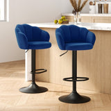 Artiss 2x Bar Stools Gas Lift Velvet Blue BA-K-9968-BLX2