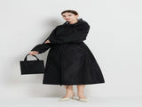 Size M Black Women's Chic Lightweight Waterproof Raincoat - Long Hooded Packable Rain Jacket with V888-ELOSUNG32627